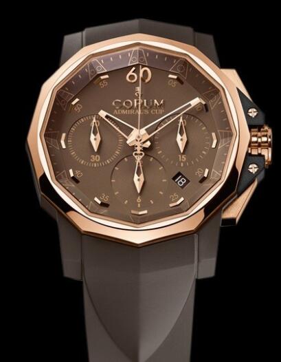Corum Admiral's Cup Challenger 44 Chrono Rubber Replica Watch 753.812.03/F372 AG22 Dark Brown Rubber - Red Gold